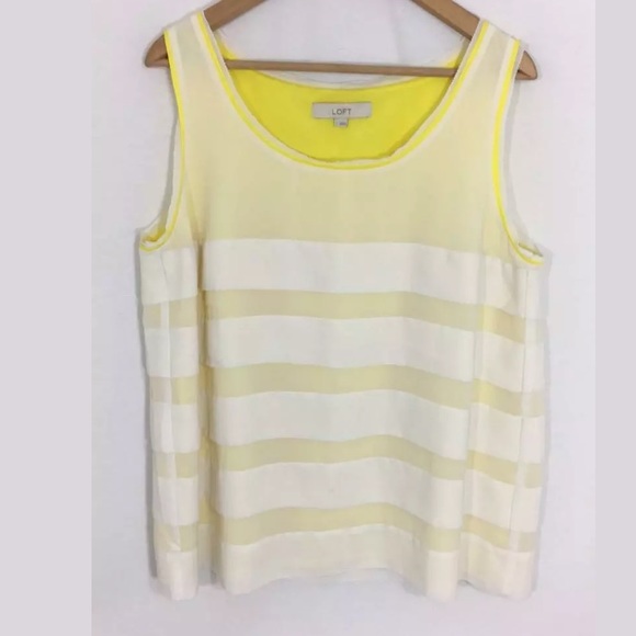 Ann Taylor LOFT White & Yellow Layered Tank blouse - Picture 6 of 6